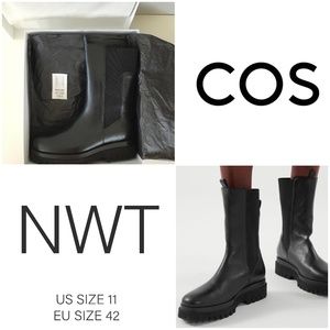COS - CHUNKY LEATHER CHELSEA BLACK BOOTS/ US SIZE 11/ EU SIZE 42 NEW WITH TAG
